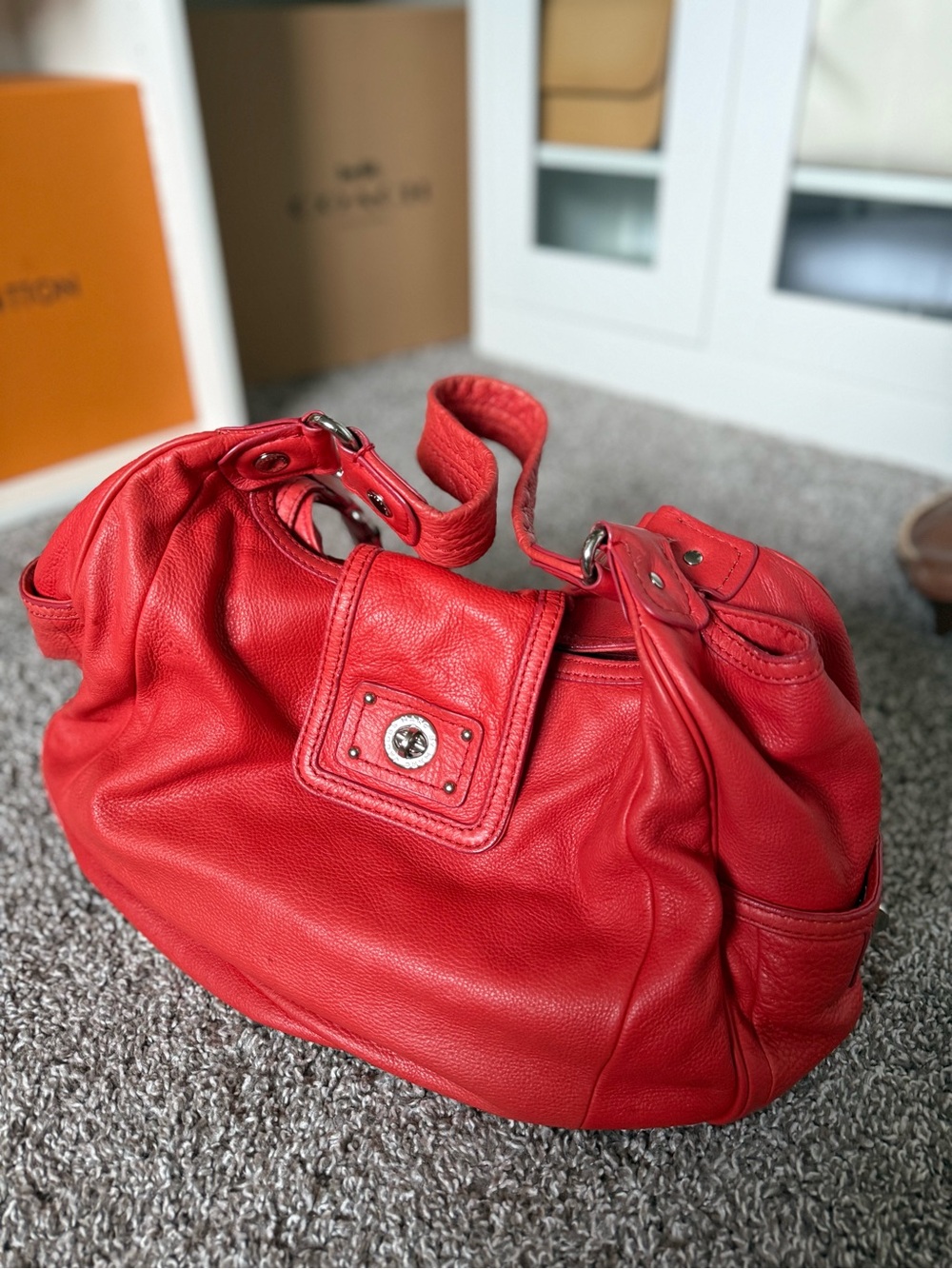 Marc by Marc Jacobs Red Pebbled Leather Hobo Bag